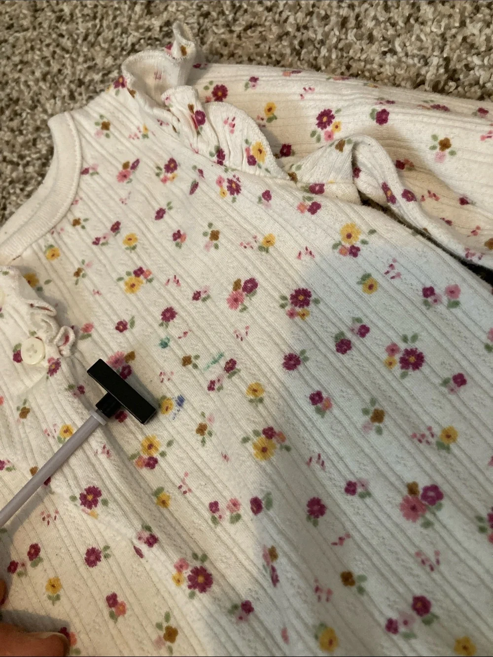 Gurls Long-Sleeve Floral One-Piece Bodysuit - Pink/White